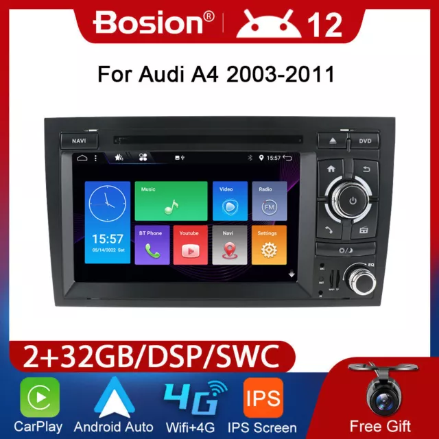 ANDROID 12 CAR Radio Stereo For Audi A4 B6 B7 S4 RS4 SEAT double din Head  Unit £188.00 - PicClick UK