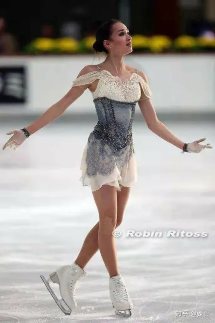 Ice skating dress Competition Figure Skating Costume white handmade