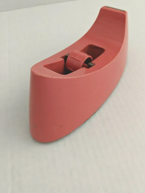 Vintage Weighted Scotch Tape Dispenser Model C-15 *Rare Color* -- Coral