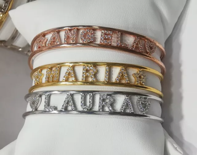 Bracciale donna con nome in argento 925 semirigidi personalizzabile