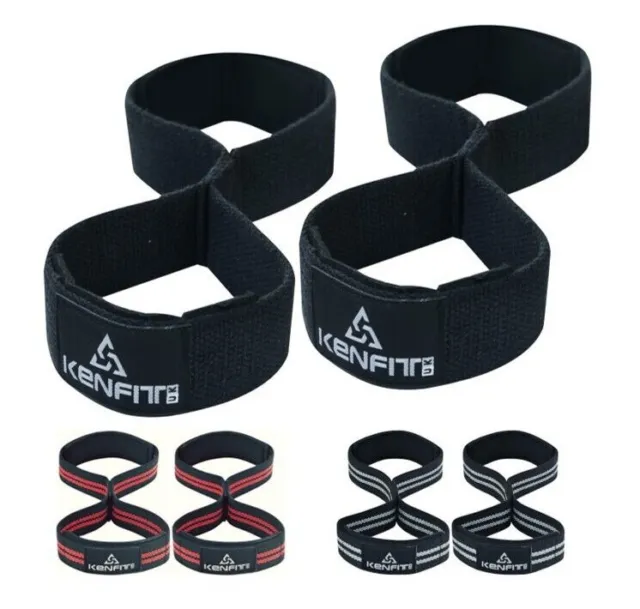 Weight Lifting Straps Figure 8 Padded Gym Support Deadlift Wrist Strap by KENFIT