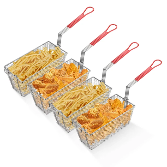 WeChef 4 Pack Deep Fryer Baskets w/ Handle for Commercial Restaurant Kitchen