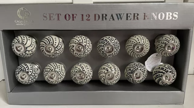 Casa Decor Ceramic Drawer Knobs Pulls Handles Cabinet Dresser Set Of 12 Nib