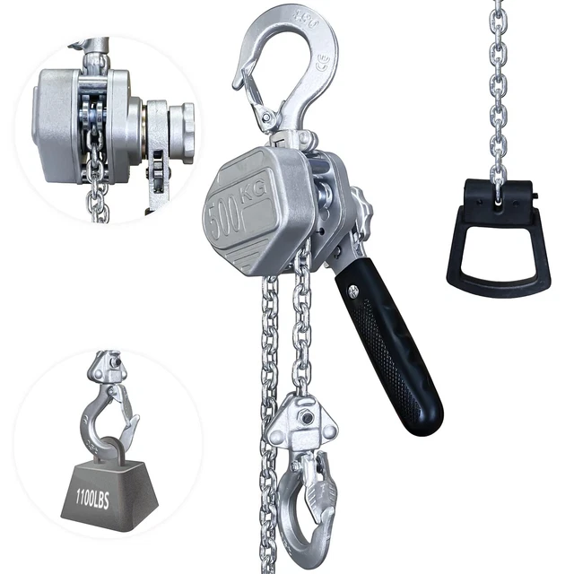 FITHOIST Mini Lever Hoist 1/2 Ton, Chain Hoist Come Along 1100 LBS 10FT, Alum...