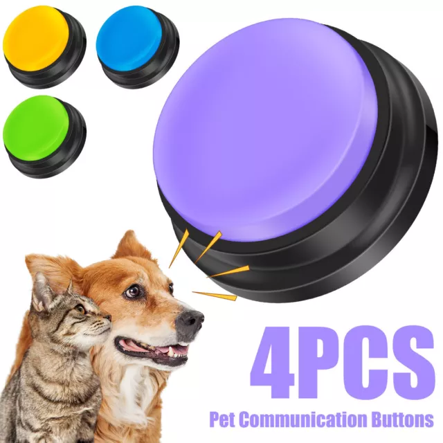 4pcs Talking Pet Starter Recordable Speaking Button Dog Training Communication✳