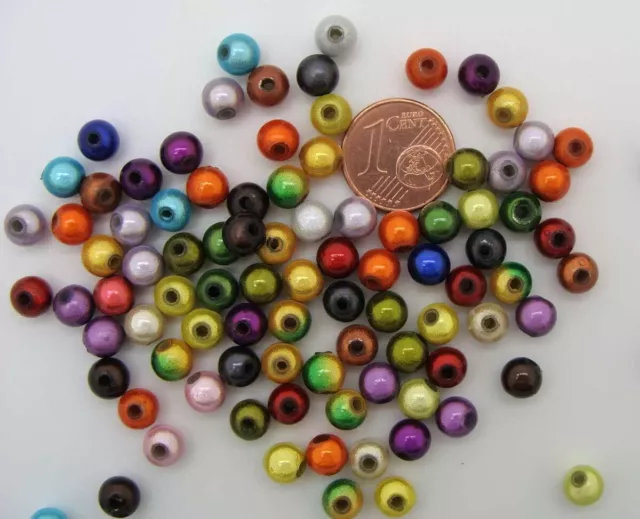 100 perles Acrylique rondes 6mm nacrées miracle mix couleurs DIY création bijoux