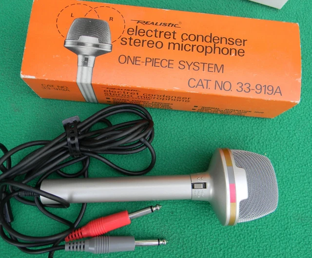 VINTAGE REALISTIC ELECTRET Condenser Stereo Microphone 33919A With Box