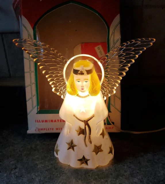 VINTAGE PARAMOUNT PLASTIC Lightup Angel Tree Topper 1950's Blow Mold Christmas £17.29 PicClick UK
