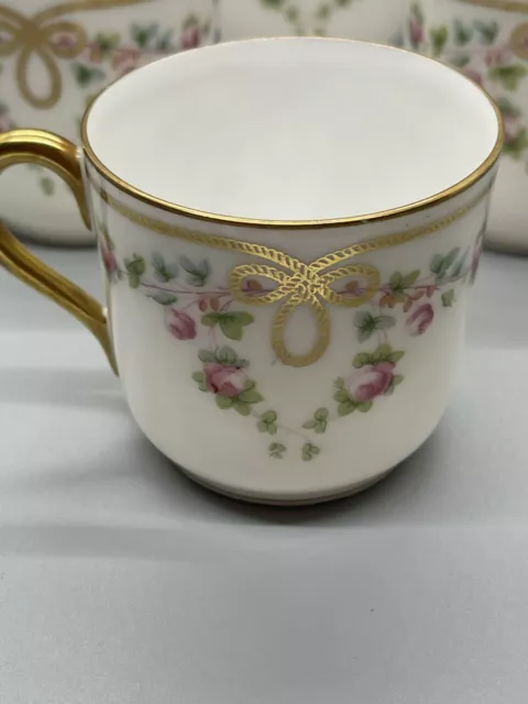 6 HAVILAND LIMOGES FRANCE DEMITASSE CUPS ROSES Rope - No Saucers TV 5920