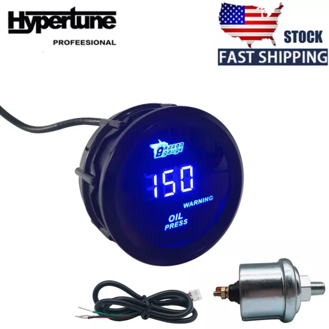 2" 52mm LED Electronic Oil Pressure Gauge W/ Sensor Oil Press Meter 0-150PSI