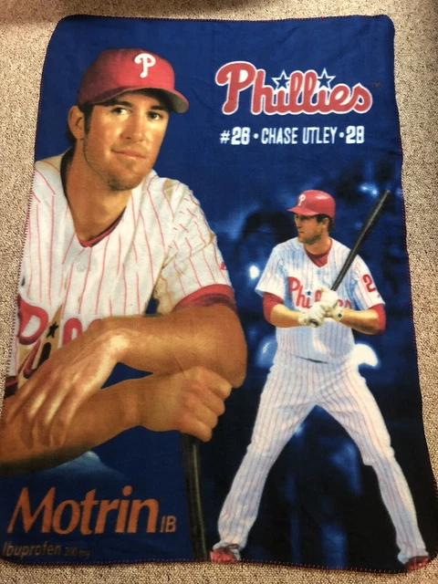 Philadelphia Phillies Chase Utley Fleece Blanket 2007 45"x60" Comfy! Rare!