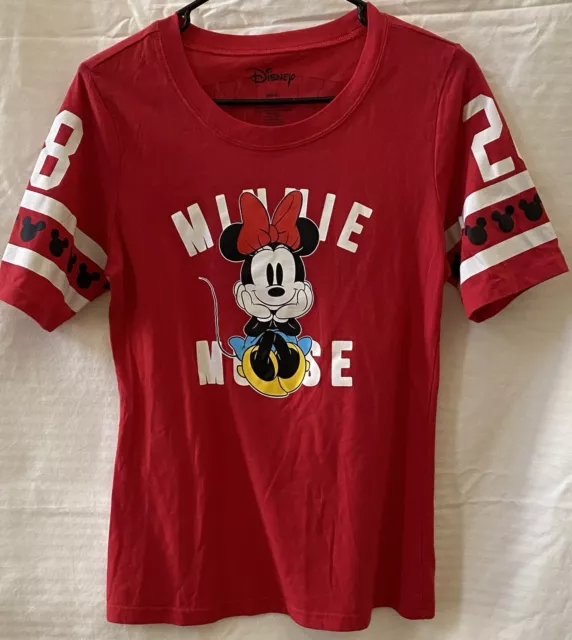 Disney Ladies Minnie Mouse Graphic T-Shirt | Red |  Women LARGE