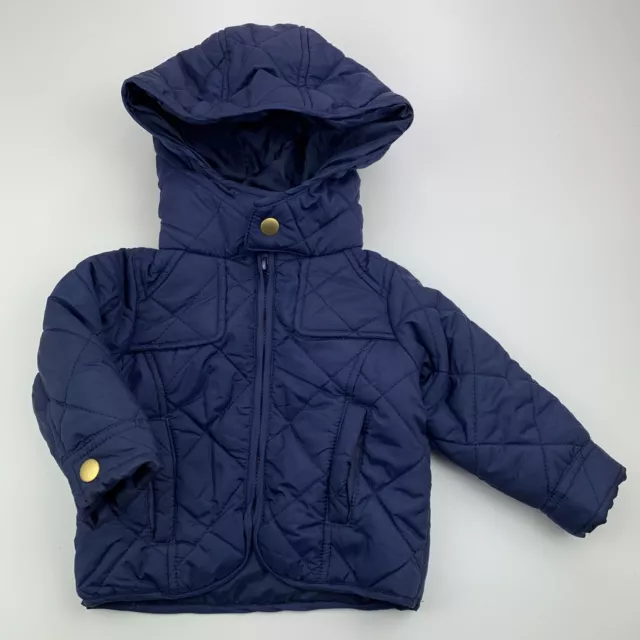 Boys size 00, Ouch, navy quilted hooded jacket, coat, GUC