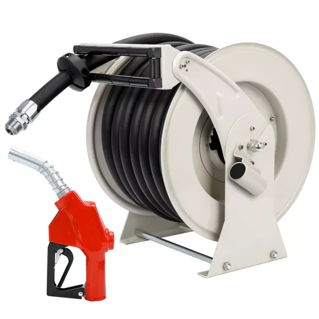 Fuel Hose Reel Retractable 1" x 50' Spring Driven Diesel Hose Reel Holder 300PSI