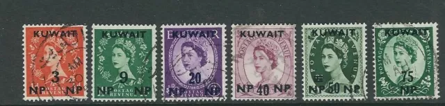KUWAIT 1957-58 QEII short set (Scott 129//139 6 values only) VF USED