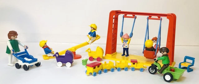 Playmobil Geobra 1981 Swing Teeter Totter Train Set Bike with Cart 5 Kids Adult