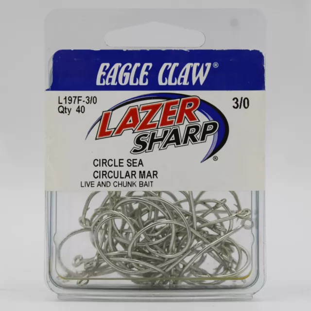 EAGLE CLAW L197-2/0 Lazer Sharp Circle Sea Fishing Hook Size 2/0