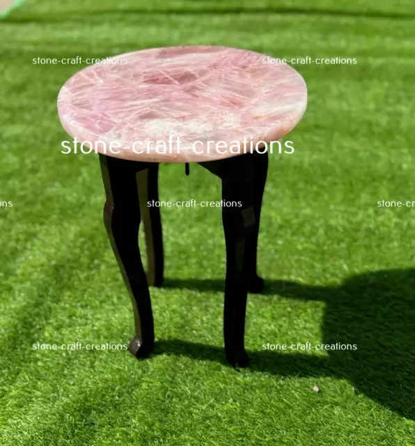 Mesa de cuarzo rosa/mesa de centro de cuarzo rosa hecha a mano decoración del hogar