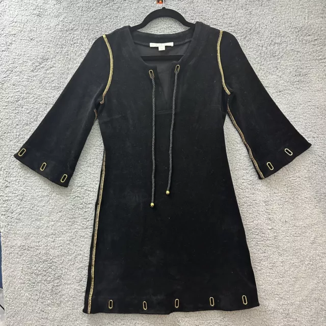 Boston Proper Size Large 3/4 Sleeve French Terry Black Simple Midi Dress