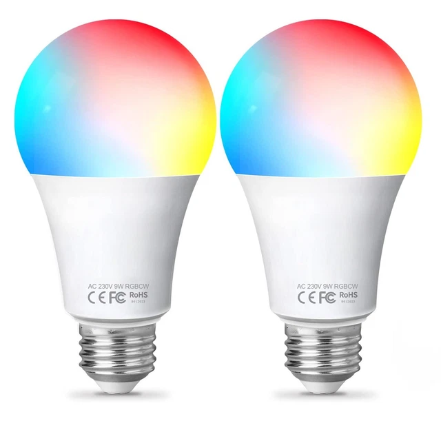2x WiFi Smart Bulb, Anweller E27 LED Light Bulbs Works with Alexa and Google 10w