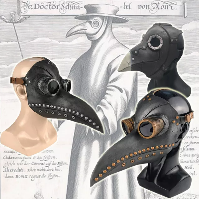 Plague Doctor Mask Birds Mouth Long Nose Beak Faux Latex Steampunk Costume