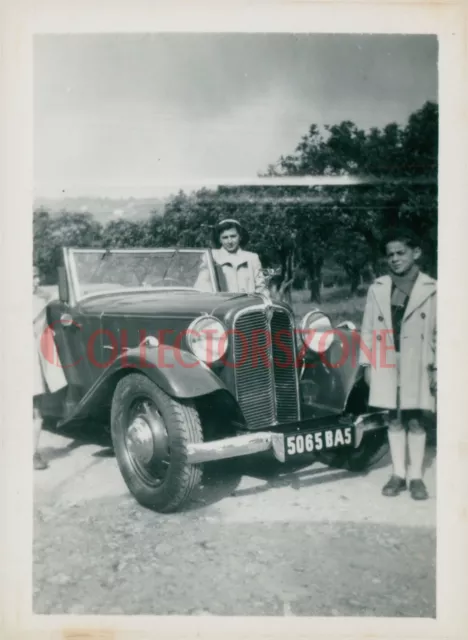 1930's France Children Stood near Car Reg 5065BA5 B&W photo 3.5 x 2.5 inches
