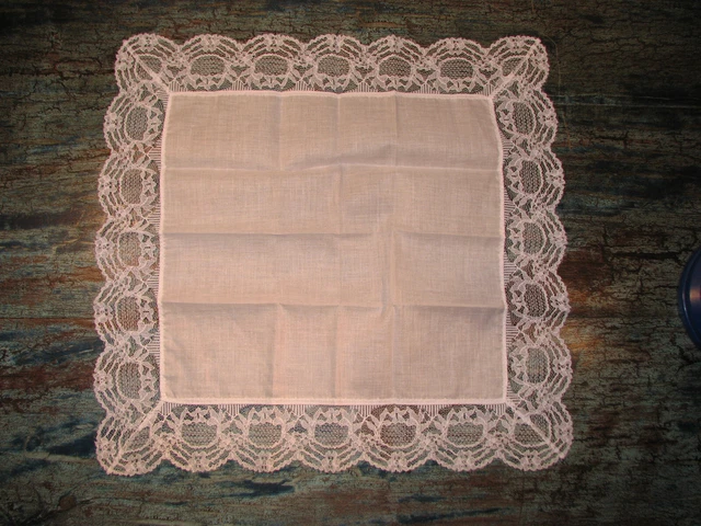 Fazzoletto vintage in pizzo Renaissance Lace 22x22 cm bianco nuovo IMBALLO ORIGINALE Spitz belga