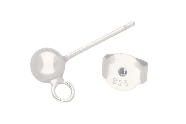 Pendientes Esféricos 4mm con Ojal, Plata 925 VPE 3 Pares