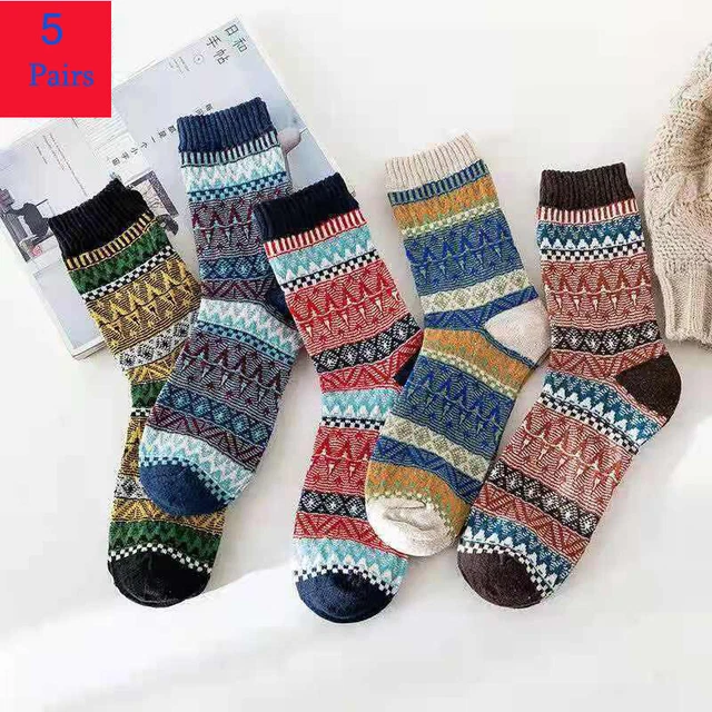 5 Pairs Men's Nordic Thermal Socks Winter Warm Thick Walking Hike Chuncky Sock