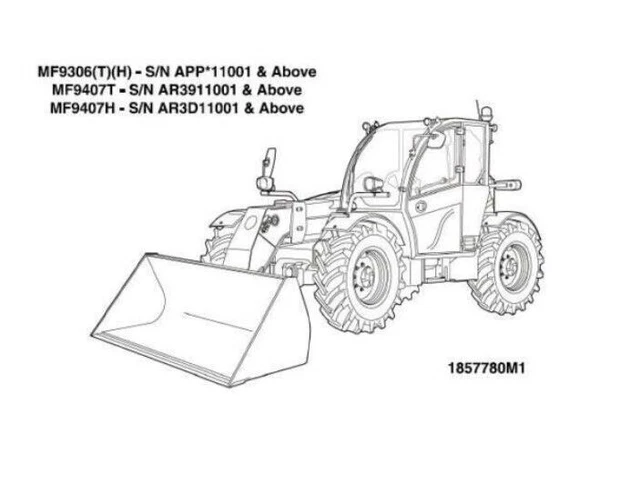 Workshop Manual for Massey Ferguson MF9407TS , MF9407S Telescopic Handler