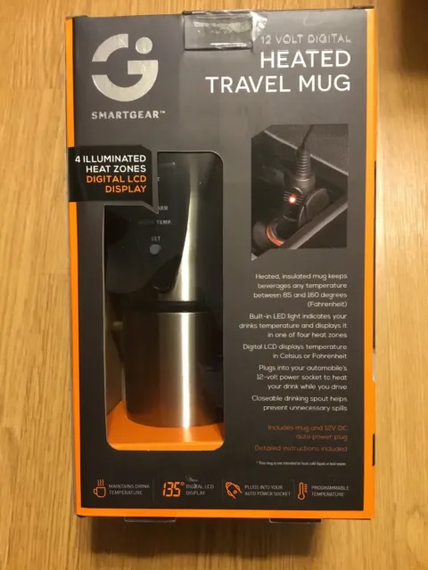 Smartgear Travel Mug Auto 12V Digital Heated Travel Mug Hot Stainless Coffee Cup