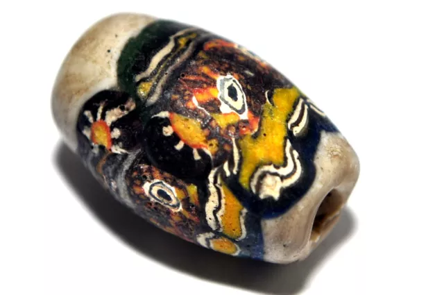 Ancient Old Polychrome Millefiori Glass Handmade Trade Bead 27X17mm