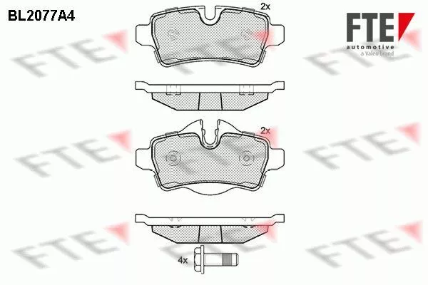 FTE (BL2077A4) Bremsbeläge, Bremsklötze hinten für MINI