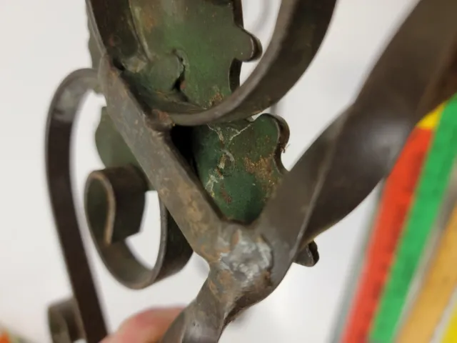 4x Antique Wrought Iron Swing Arm Curtain Brackets - Art Nouveau 16