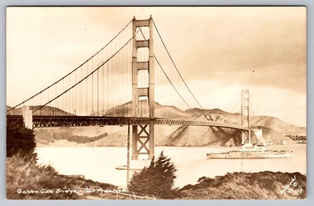 Postcard RPPC Golden Gate Bridge View San Francisco CA