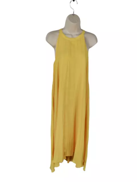 Bnwt Womens F&F Size Uk 10 Yellow Sleeveless Summer Pleated Maxi Dress Rrp £32