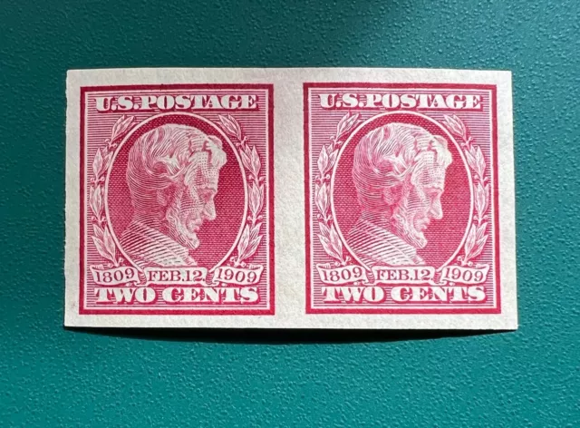 USA 1909 MM Birth Cent of Lincoln 2c Rose Carmine Imperf Pair sg 375