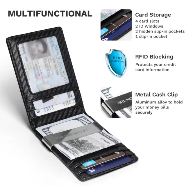 MEN RFID Blocking Slim Money Clip Wallet Credit Card ID Holder Thin Minimalist