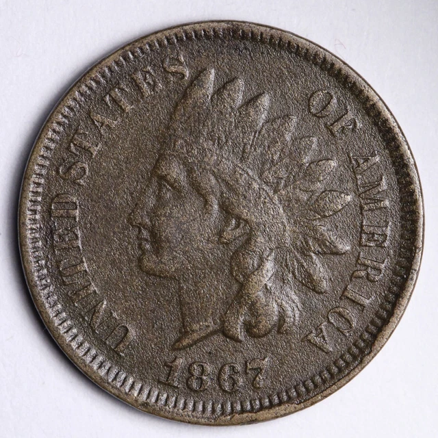 1867 Indian Head Cent Penny BIG REVERSE DIE CRACKS E103 T