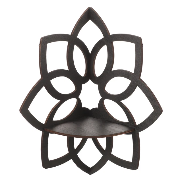 Scaffale Galleggiante A 3 Ripiani SUMGAR - Legno Massiccio, Nero, 50x58 Cm, Per Soggiorno O Camera