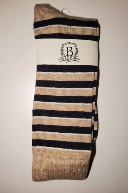 Men's Cashmere Blend Socks B.studio (B.ella Private Label) Sz 10-13 Beige Black