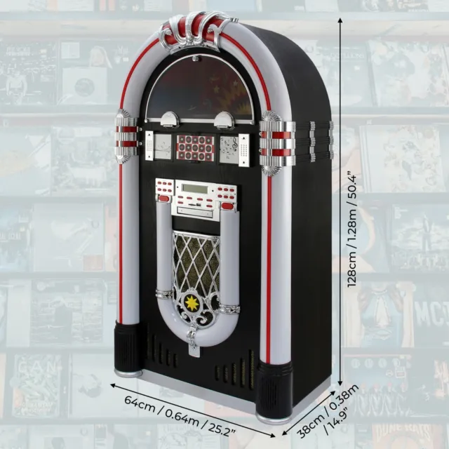 Vinyl Jukebox Musikbox Retro 50er Schallplattenspieler Automat CD AUX 2