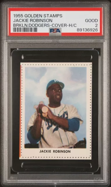 Psa 2 Good H/C Cover Jackie Robinson Hof 1955 Golden Stamps Dodgers Graded Tphlc