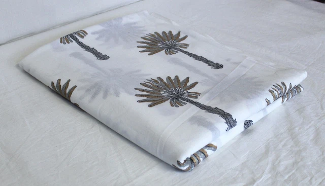 Oro Palmera Indio Tela Mano Bloque Handmade Estampado Ropa 2.3m Manualidades
