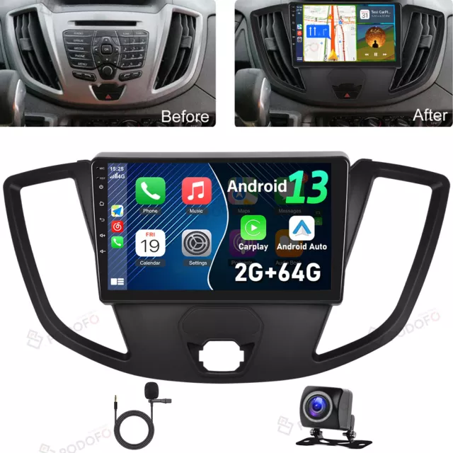 For Ford Transit 2015-2018 Car Stereo Radio 2+64G Android 13 GPS Nav CarPlay Cam