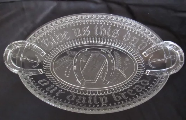 1881 EAPG Pattern Glass Adam's Horseshoe, Good Luck, Prayer Rug Bread Plate