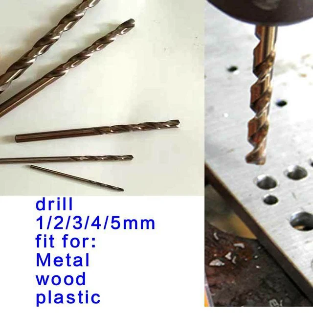 Steel Drills 1 set of 1/2/3/4/5mm Drill Hole for Metal Wood Plastic