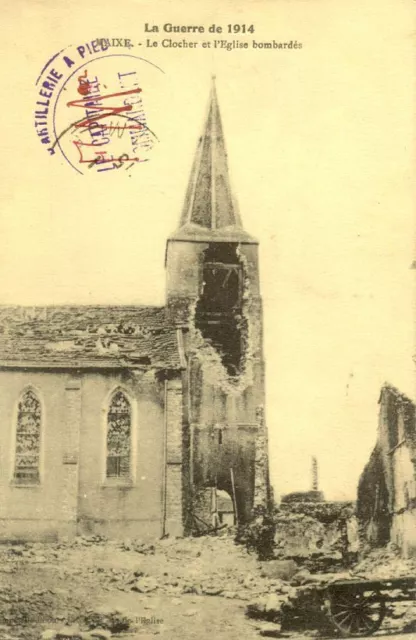 cpa 14-18 MAIXE clocher et église bombardée