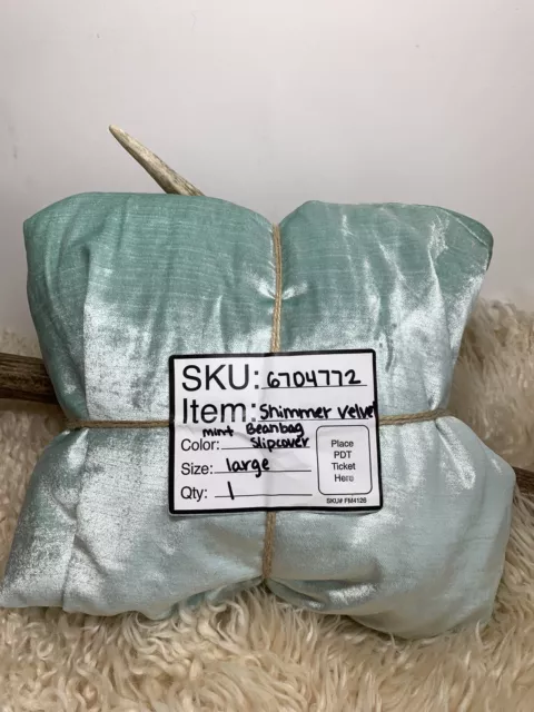Pottery Barn TEEN Shimmer Velvet Mint Bean Bag LARGE Chair Cover NEW! RETIRED!