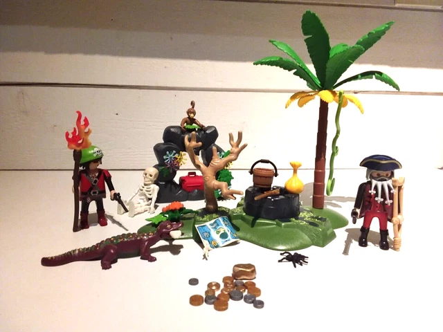Playmobil figurine capitaine pirate coffre au trésor coffre bateau île 5347